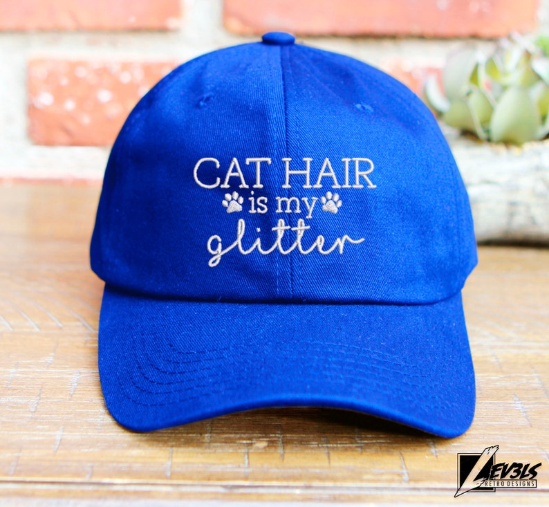 Embroidered Cat Hair is My Glitter Baseball Cap - Adjustable Cotton Dad Hat