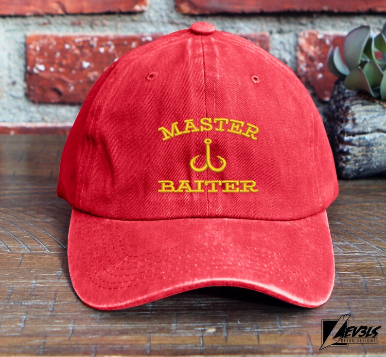 Master Baiter Embroidered Fishing Cap: Salty Dad Humor