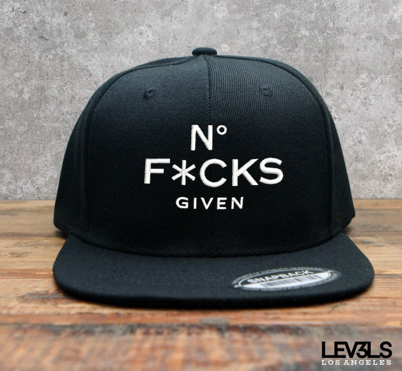 Embroidered Snapback Cap: No F*cks Given, Hip Hop Style