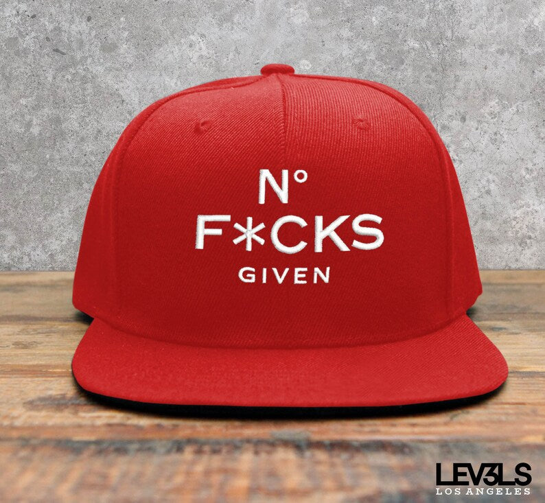 Embroidered Snapback Cap: No F*cks Given, Hip Hop Style