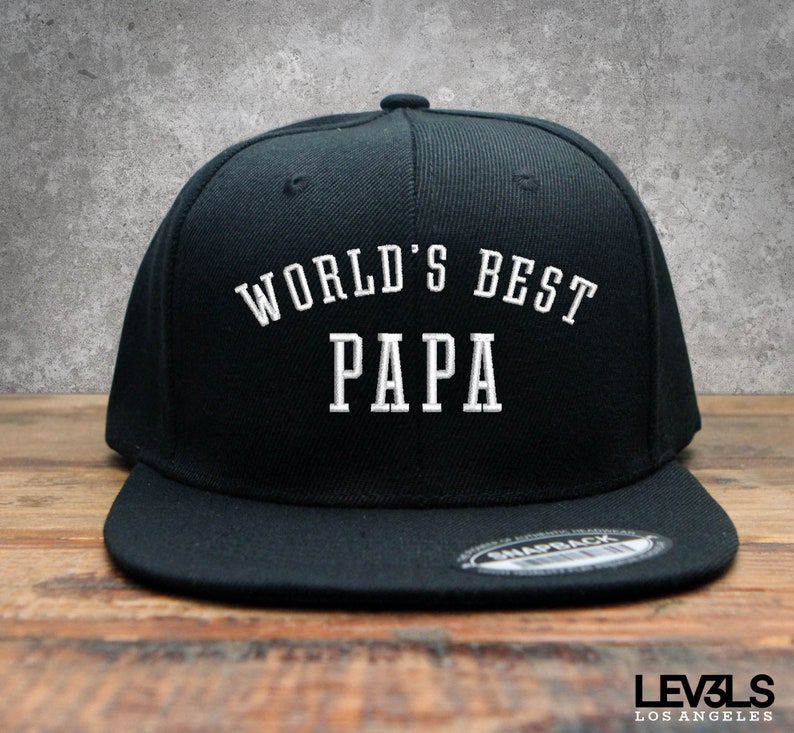 Worlds Best Papa Embroidered Snapback Cap Flat Bill Baseball Cap