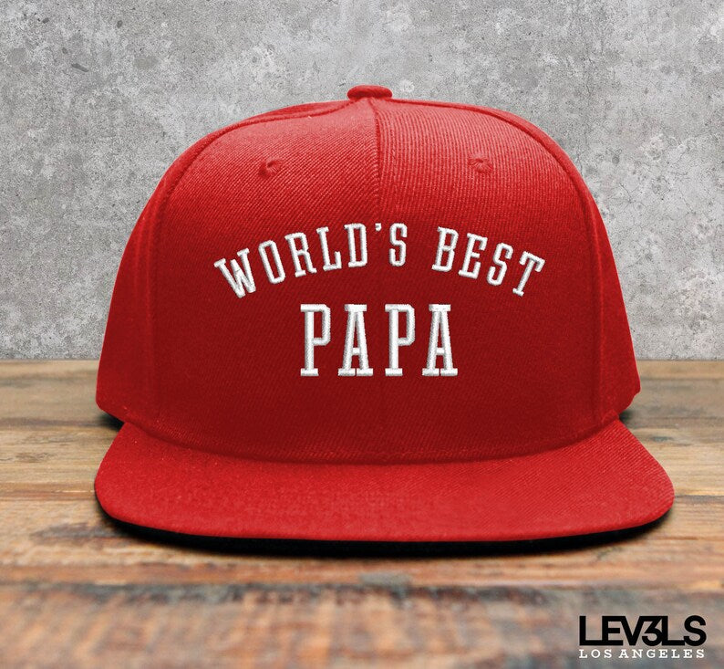 Worlds Best Papa Embroidered Snapback Cap Flat Bill Baseball Cap