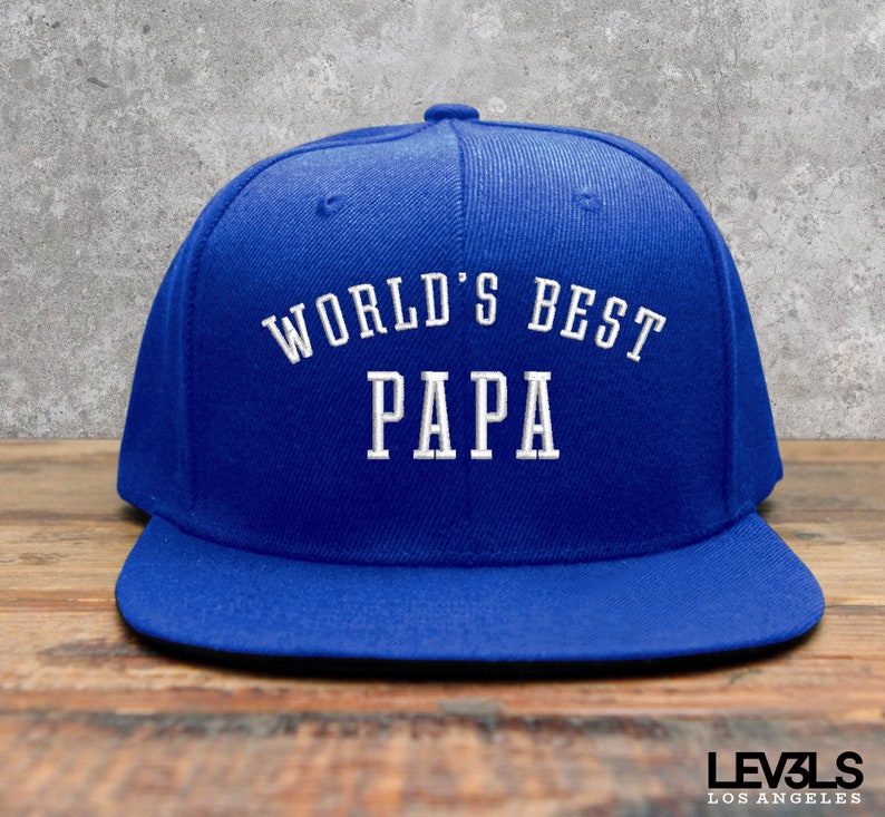 Worlds Best Papa Embroidered Snapback Cap Flat Bill Baseball Cap