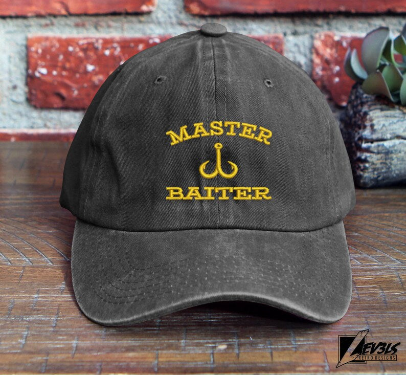 Master Baiter Embroidered Fishing Cap: Salty Dad Humor