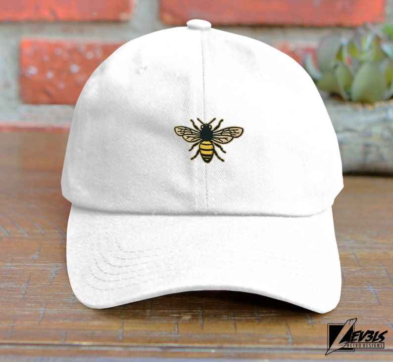 Bee Embroidered Baseball Cap: Honey Bee Adjustable Cotton Dad Hat