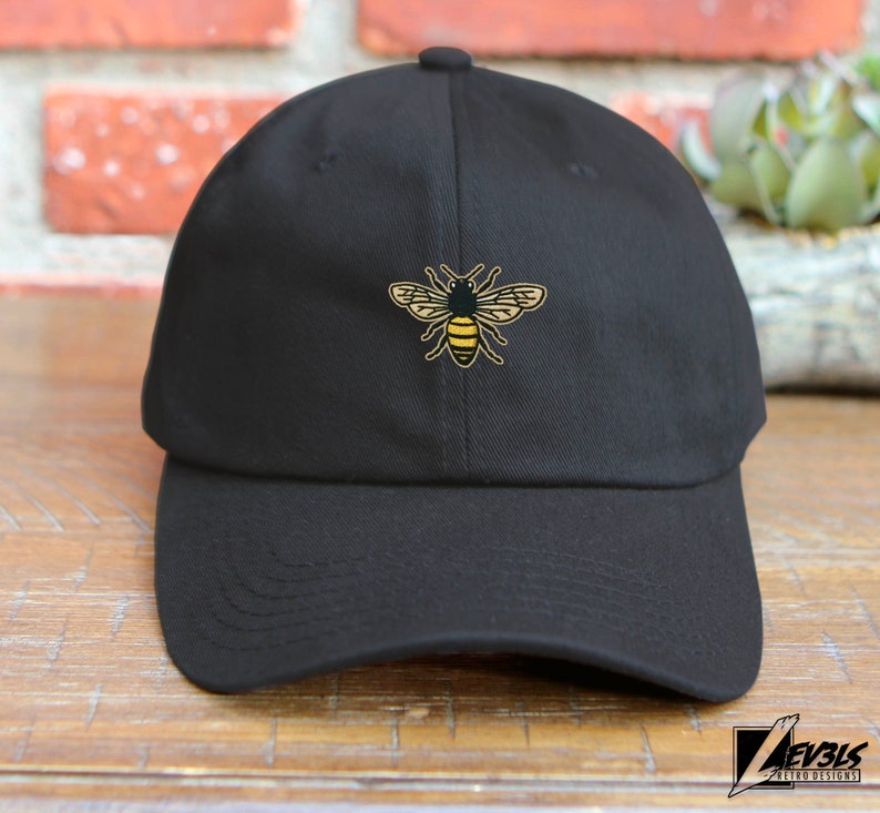 Bee Embroidered Baseball Cap: Honey Bee Adjustable Cotton Dad Hat
