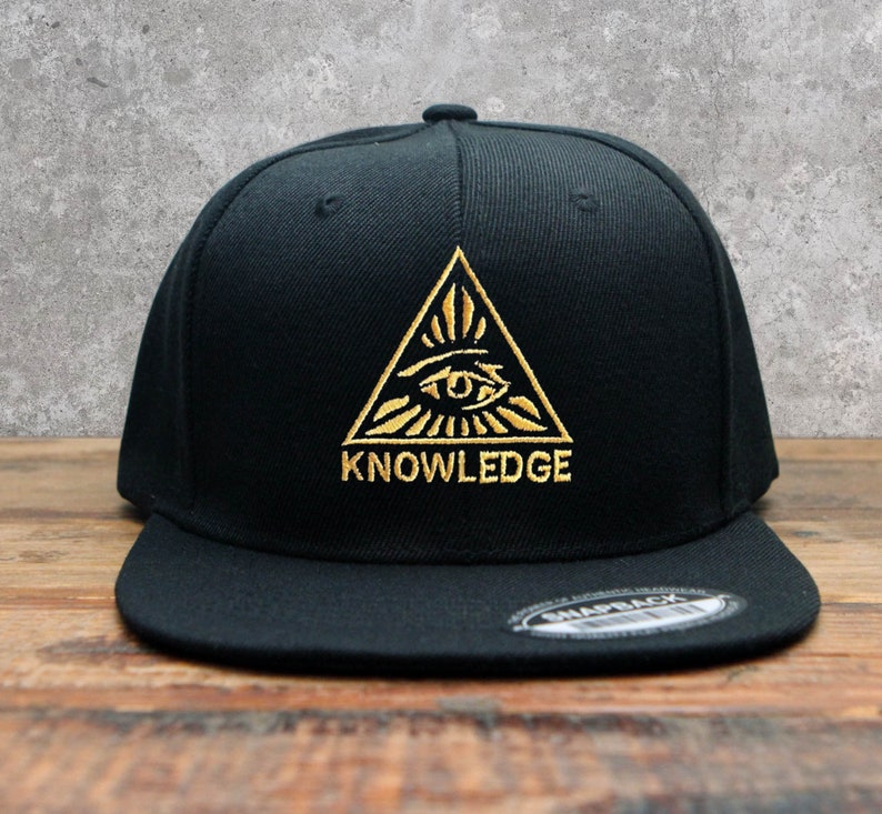 Knowledge All Seeing Eye Embroidered Snapback Retro Style Baseball Cap | Illuminati Secret Society