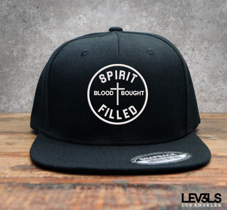 Spirit Filled Embroidered Snapback Baseball Cap | Cross | Jesus Saves | Blood Of Jesus