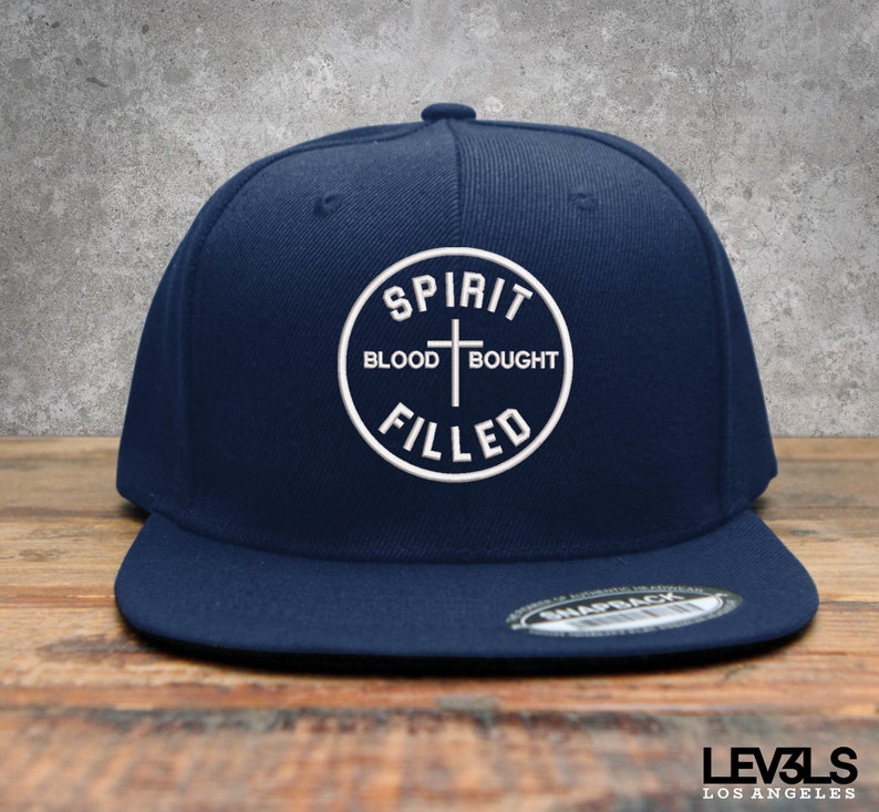 Spirit Filled Embroidered Snapback Baseball Cap | Cross | Jesus Saves | Blood Of Jesus
