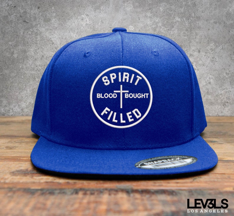 Spirit Filled Embroidered Snapback Baseball Cap | Cross | Jesus Saves | Blood Of Jesus