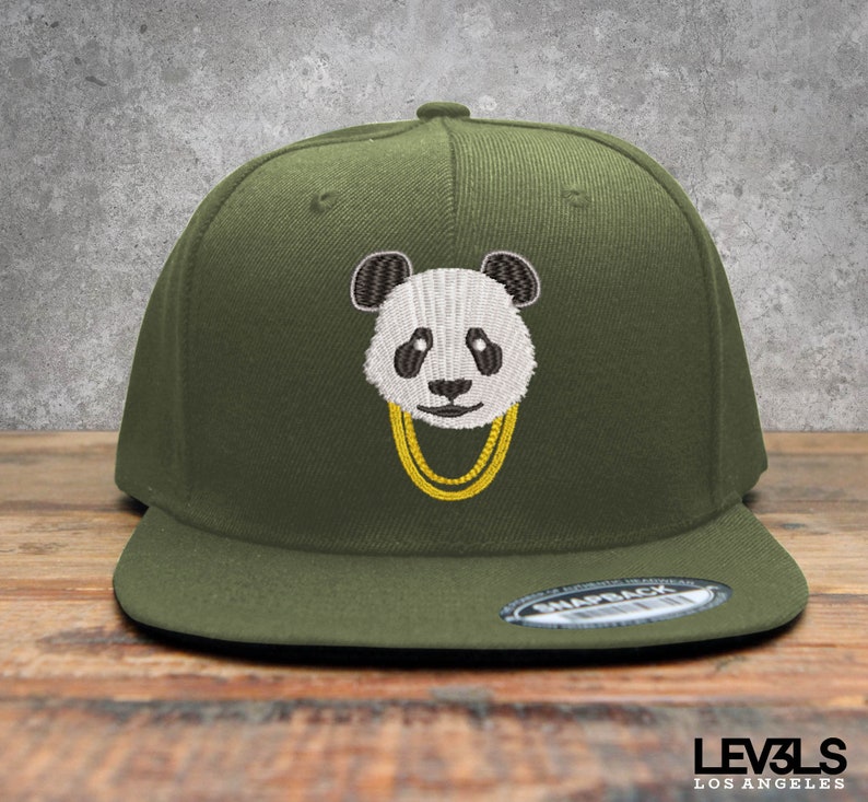 Panda Gold Chains Embroidered Snapback Baseball Cap | Panda Chill | Street Hustle