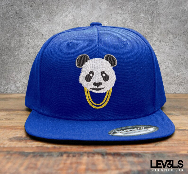 Panda Gold Chains Embroidered Snapback Baseball Cap | Panda Chill | Street Hustle