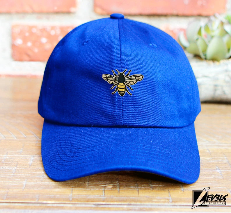 Bee Embroidered Baseball Cap: Honey Bee Adjustable Cotton Dad Hat