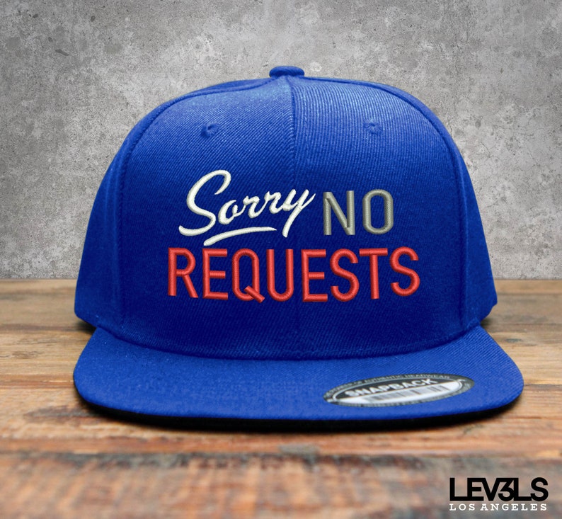 Sorry No Request DJ Embroidered Snapback Cap | Dee Jay Cap | Selecta | Disc Jockey