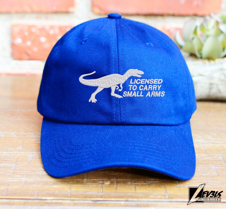 T-Rex Embroidered Dinosaur Unstructured Baseball Cap Licensed To Carry Small Arms
