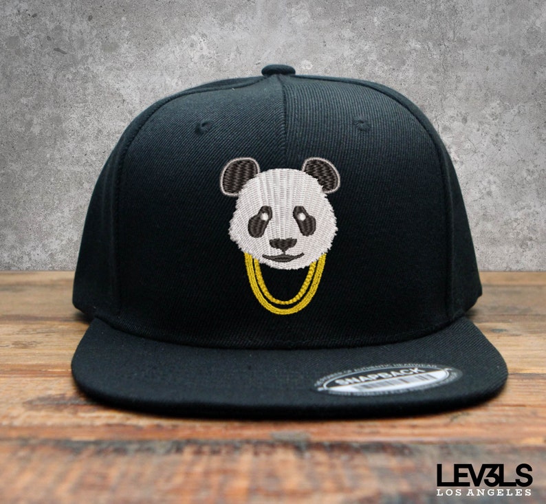 Panda Gold Chains Embroidered Snapback Baseball Cap | Panda Chill | Street Hustle