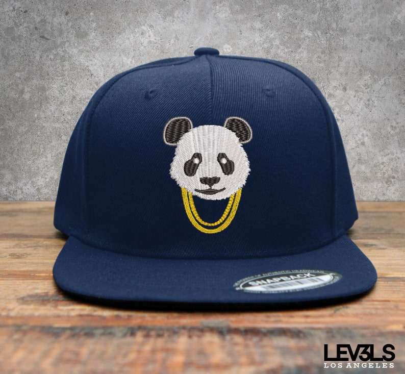 Panda Gold Chains Embroidered Snapback Baseball Cap | Panda Chill | Street Hustle