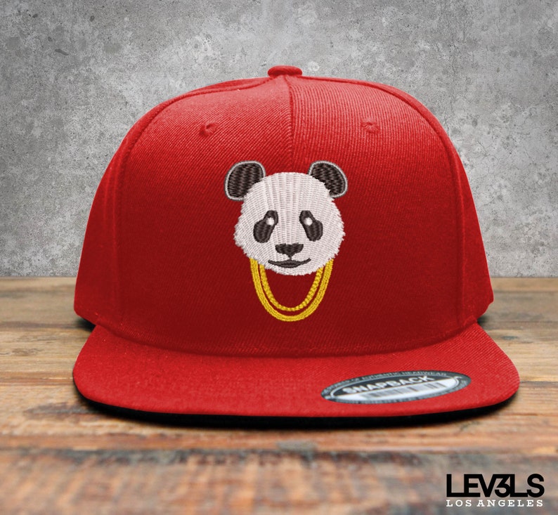 Panda Gold Chains Embroidered Snapback Baseball Cap | Panda Chill | Street Hustle