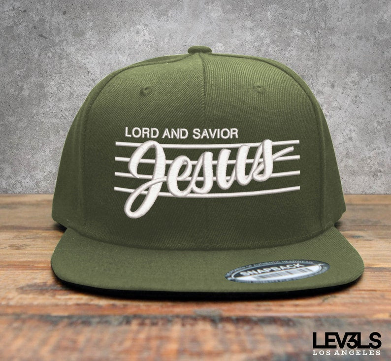 Retro Jesus Embroidered Snapback Cap: Lord and Savior
