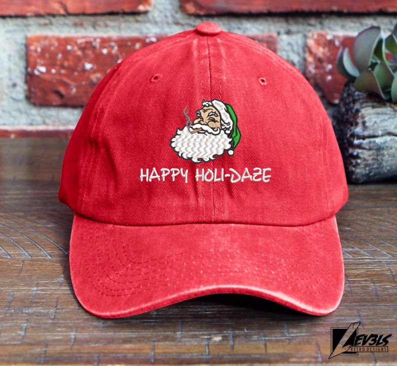 420 Santa Claus Happy Holidaze | Embroidered Low Profile Baseball Cap | Christmas Cap | Christmas Hat | Santa Baby