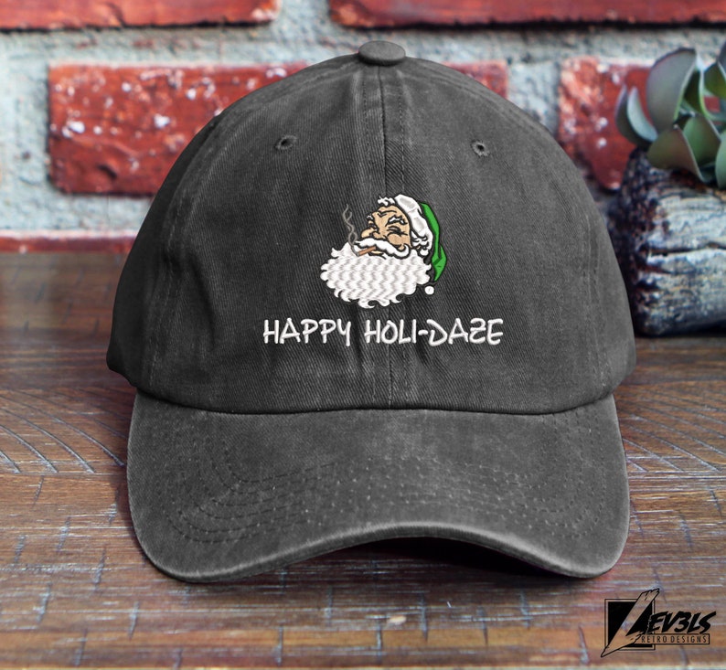 420 Santa Claus Happy Holidaze | Embroidered Low Profile Baseball Cap | Christmas Cap | Christmas Hat | Santa Baby