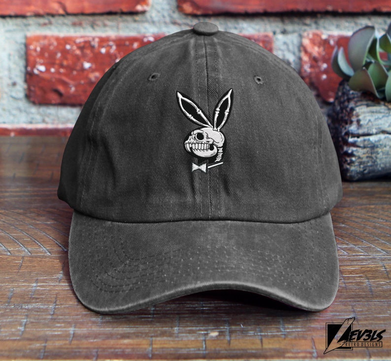 DEADBOY BUNNY Dad Hat Embroidered Baseball Cap Adjustable Buckle Player Life Skull and Bones
