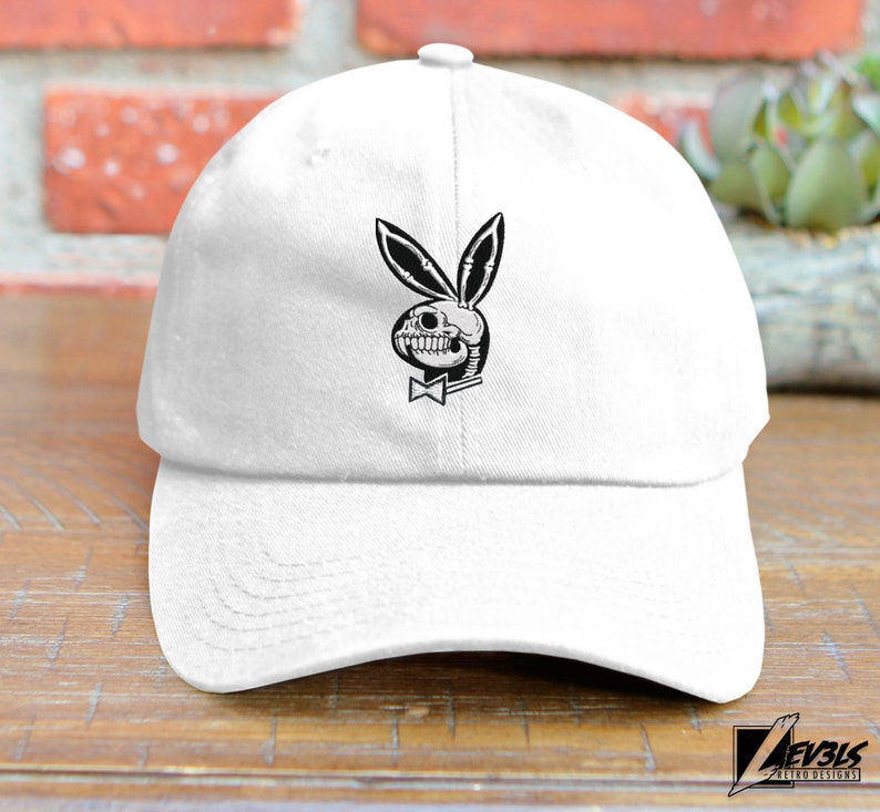 DEADBOY BUNNY Dad Hat Embroidered Baseball Cap Adjustable Buckle Player Life Skull and Bones