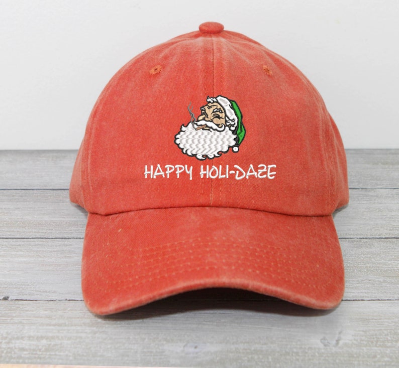 420 Santa Claus Happy Holidaze | Embroidered Low Profile Baseball Cap | Christmas Cap | Christmas Hat | Santa Baby
