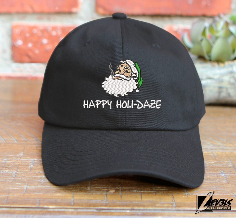 420 Santa Claus Happy Holidaze | Embroidered Low Profile Baseball Cap | Christmas Cap | Christmas Hat | Santa Baby