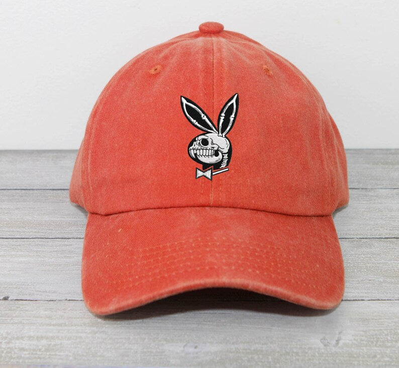 DEADBOY BUNNY Dad Hat Embroidered Baseball Cap Adjustable Buckle Player Life Skull and Bones
