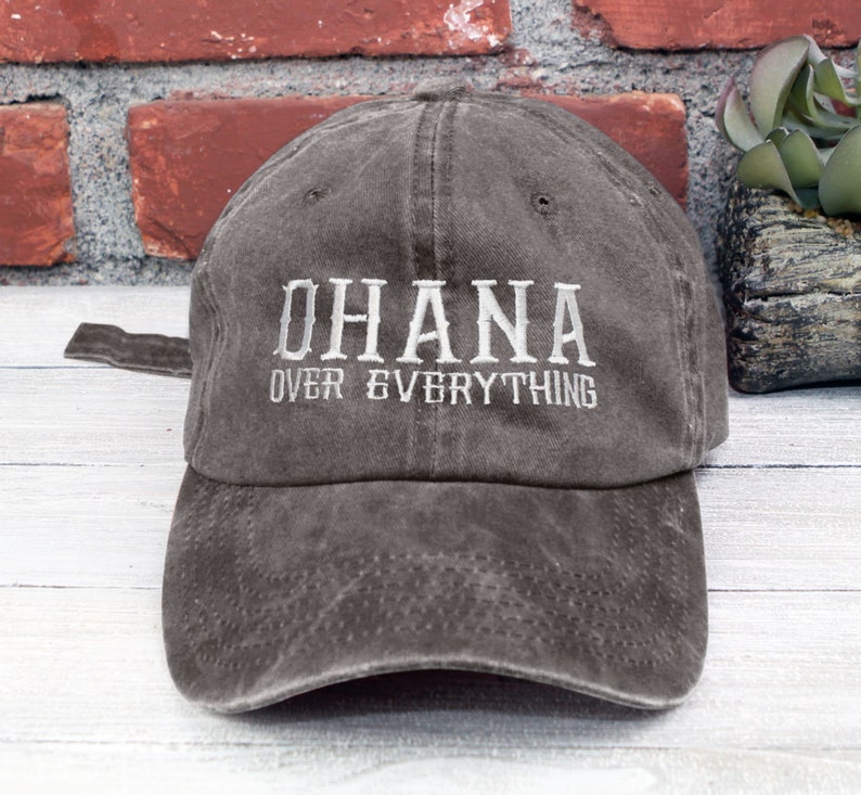 Ohana Over Everything Embroidered Dad Hat - Hawaii 808