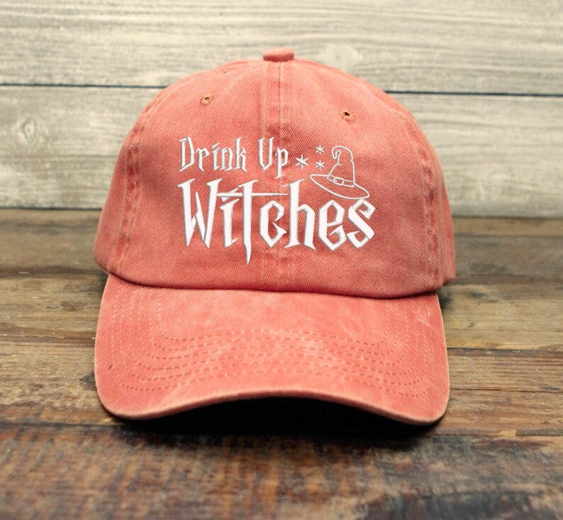 Drink Up Witches Embroidered Baseball Cap Adjustable Buckle Everyday Is Halloween Fall Season
