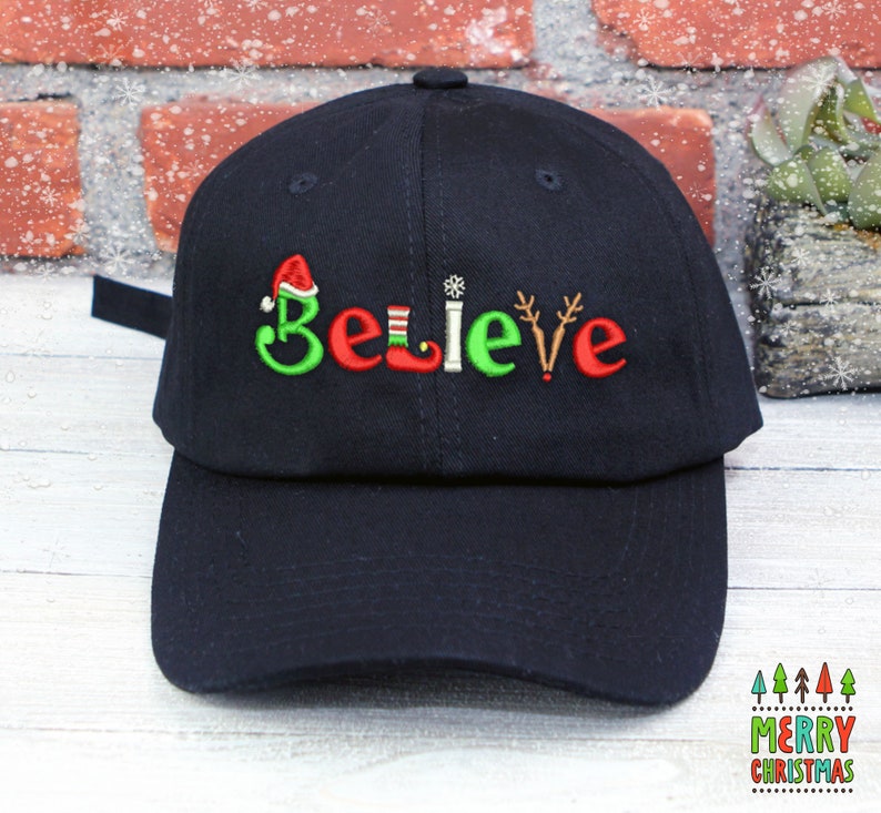 Embroidered 'Believe' Christmas Baseball Cap - Low Profile Cotton