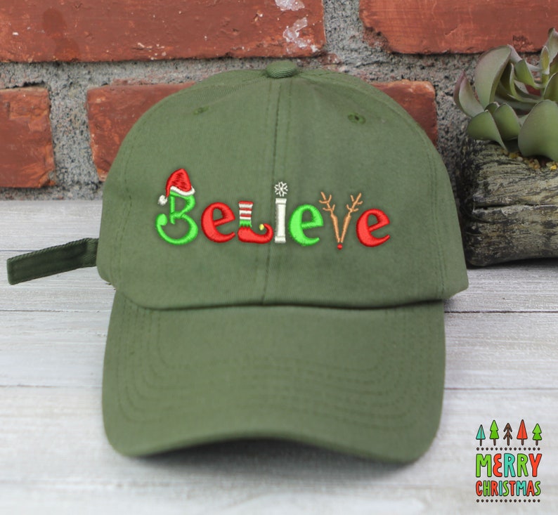 Embroidered 'Believe' Christmas Baseball Cap - Low Profile Cotton