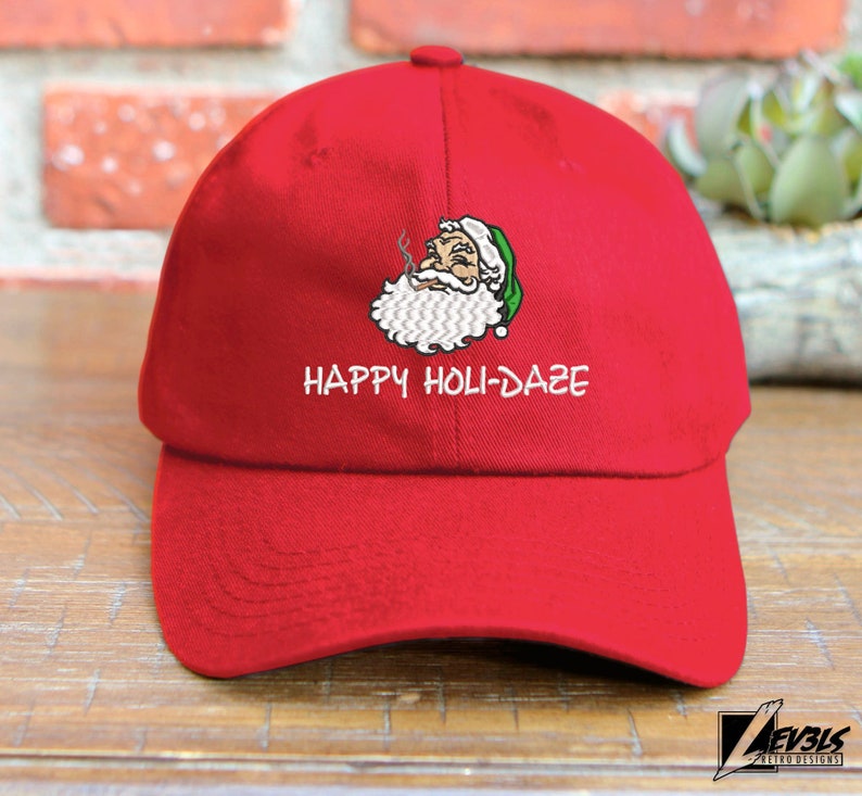 420 Santa Claus Happy Holidaze | Embroidered Low Profile Baseball Cap | Christmas Cap | Christmas Hat | Santa Baby