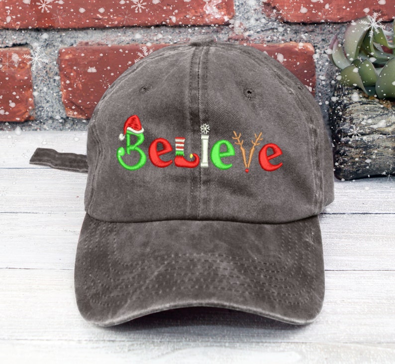 Embroidered 'Believe' Christmas Baseball Cap - Low Profile Cotton