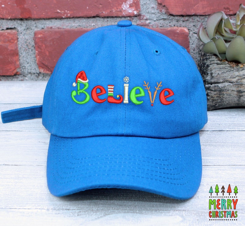 Embroidered 'Believe' Christmas Baseball Cap - Low Profile Cotton