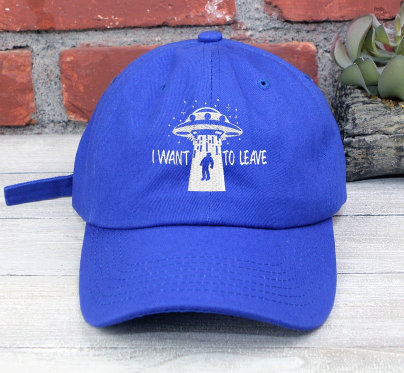 UFO Abduction Embroidered Baseball Cap - I Want To Leave Alien Dad Hat