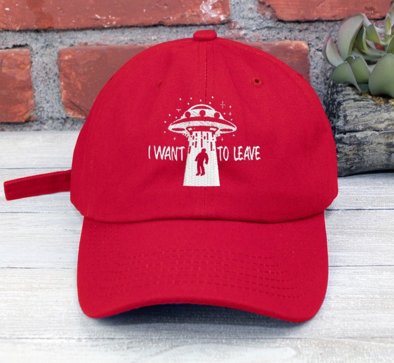 UFO Abduction Embroidered Baseball Cap - I Want To Leave Alien Dad Hat