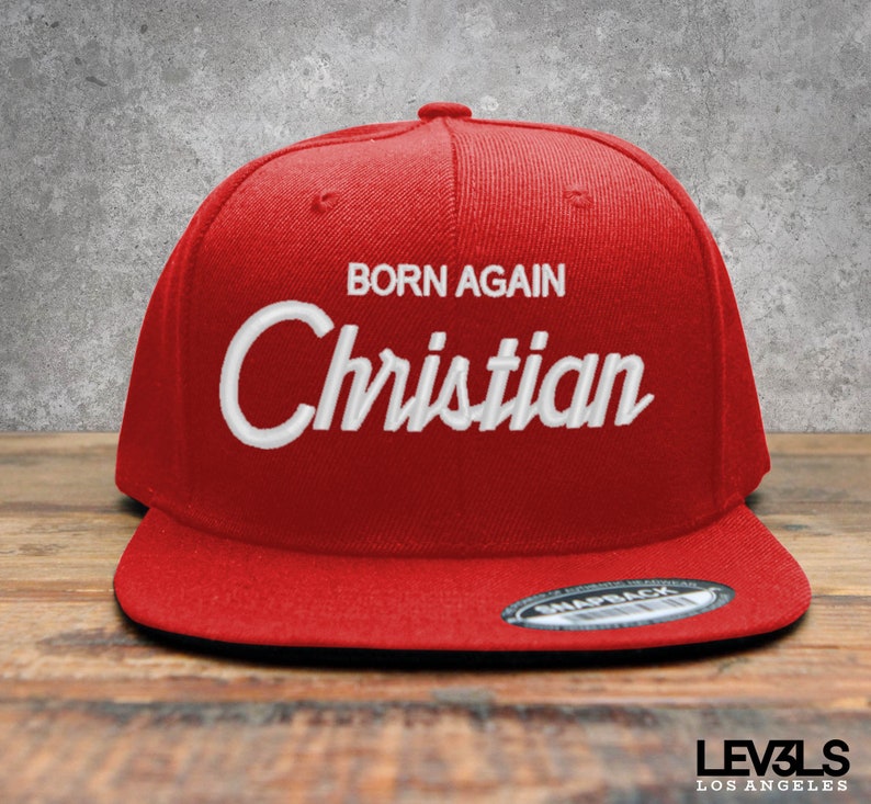 Retro Born Again Christian Embroidered Snapback Baseball Cap | Cross | Jesus Saves | Blood Of Jesus