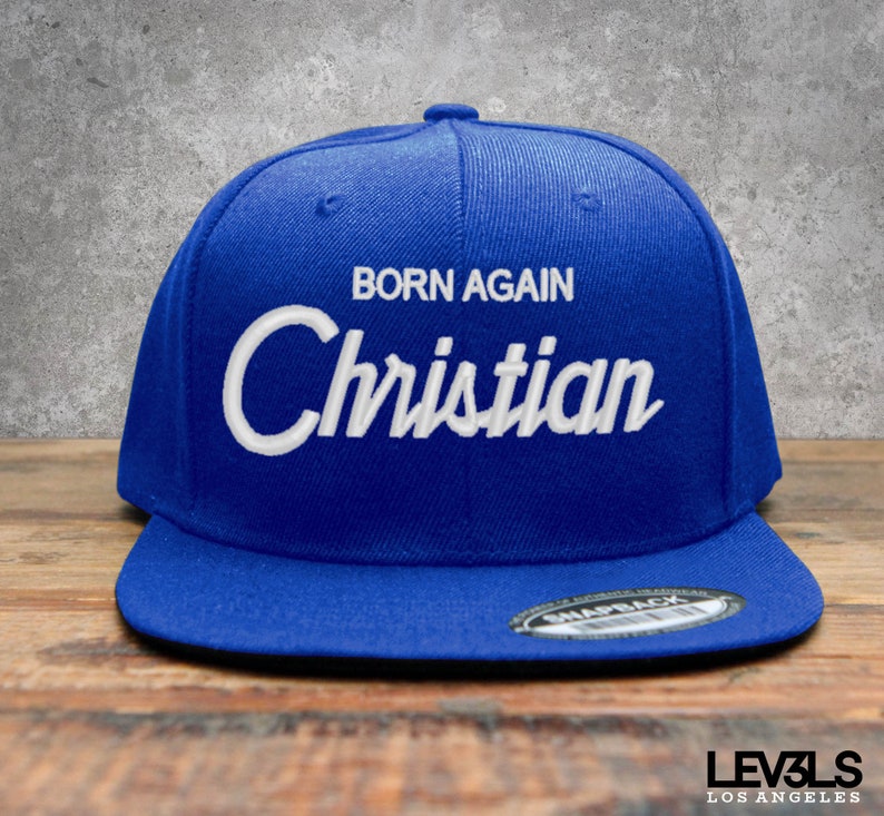 Retro Born Again Christian Embroidered Snapback Baseball Cap | Cross | Jesus Saves | Blood Of Jesus