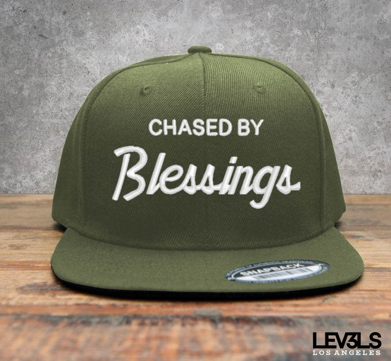 Chased By Blessings Embroidered Snapback Baseball Cap