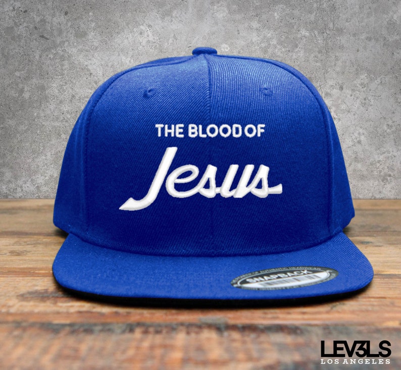 Retro The Blood Of Jesus Embroidered Snapback Baseball Cap | Christian Cross | Jesus Saves | Blood Of Jesus