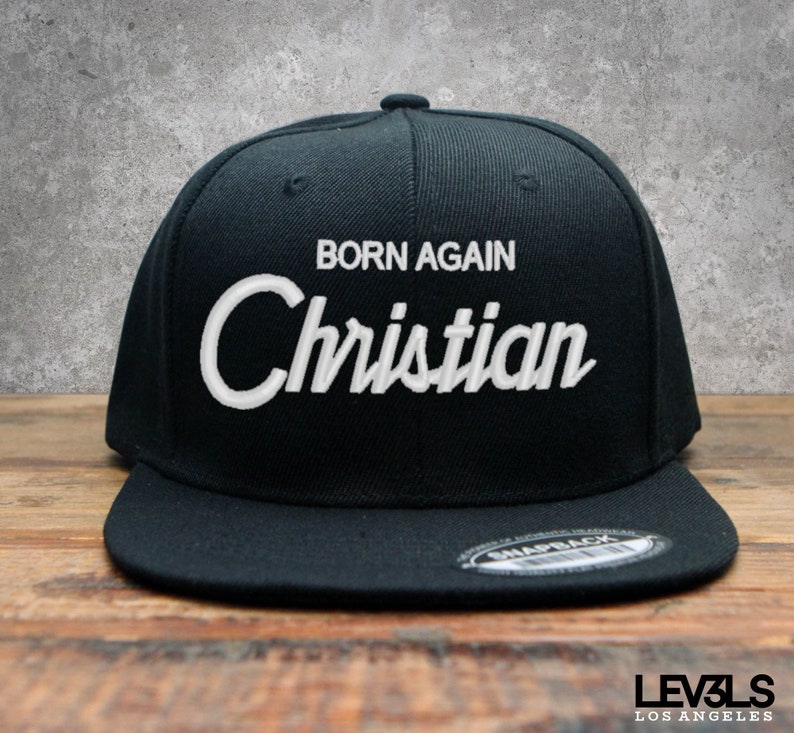 Retro Born Again Christian Embroidered Snapback Baseball Cap | Cross | Jesus Saves | Blood Of Jesus