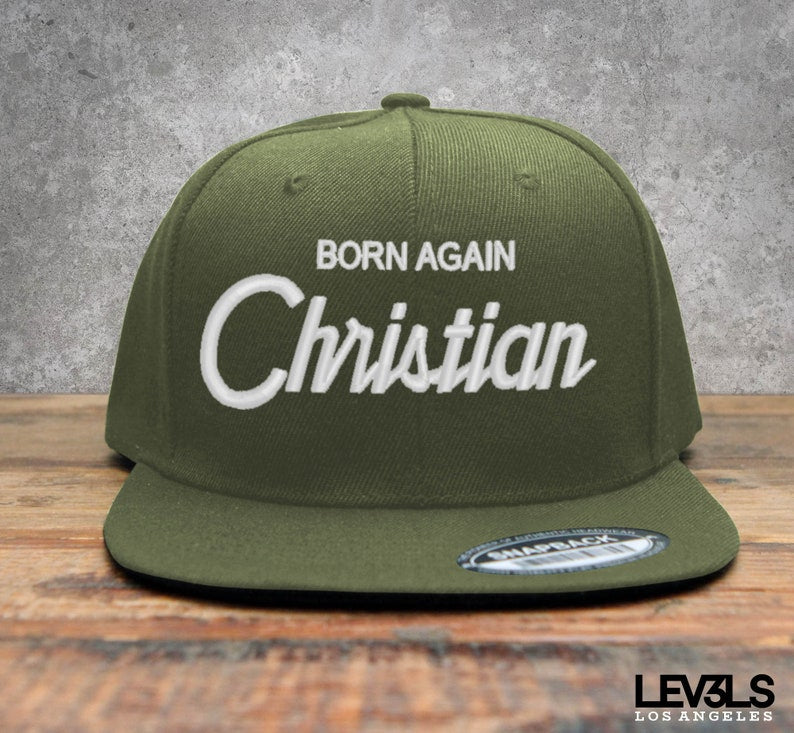 Retro Born Again Christian Embroidered Snapback Baseball Cap | Cross | Jesus Saves | Blood Of Jesus