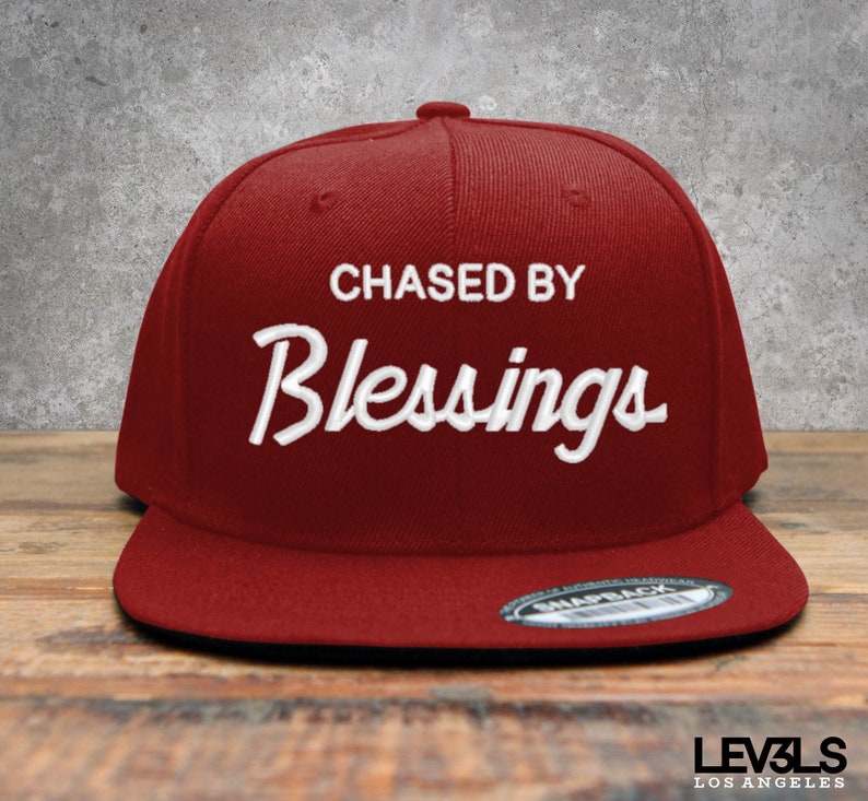 Chased By Blessings Embroidered Snapback Baseball Cap