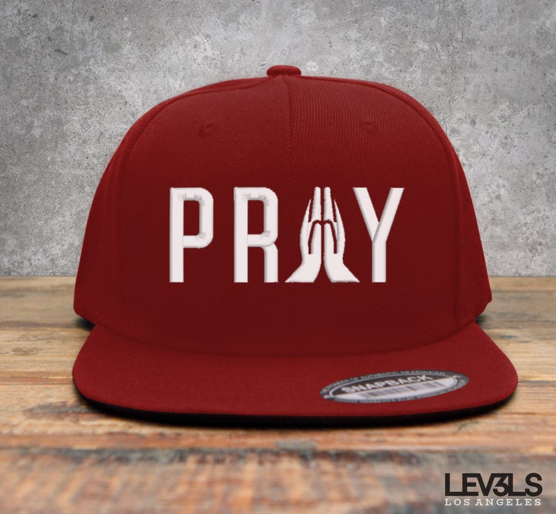 PRAY Embroidered Snapback Baseball Cap | PRAYER WORKS | Christian Cross | Jesus Saves