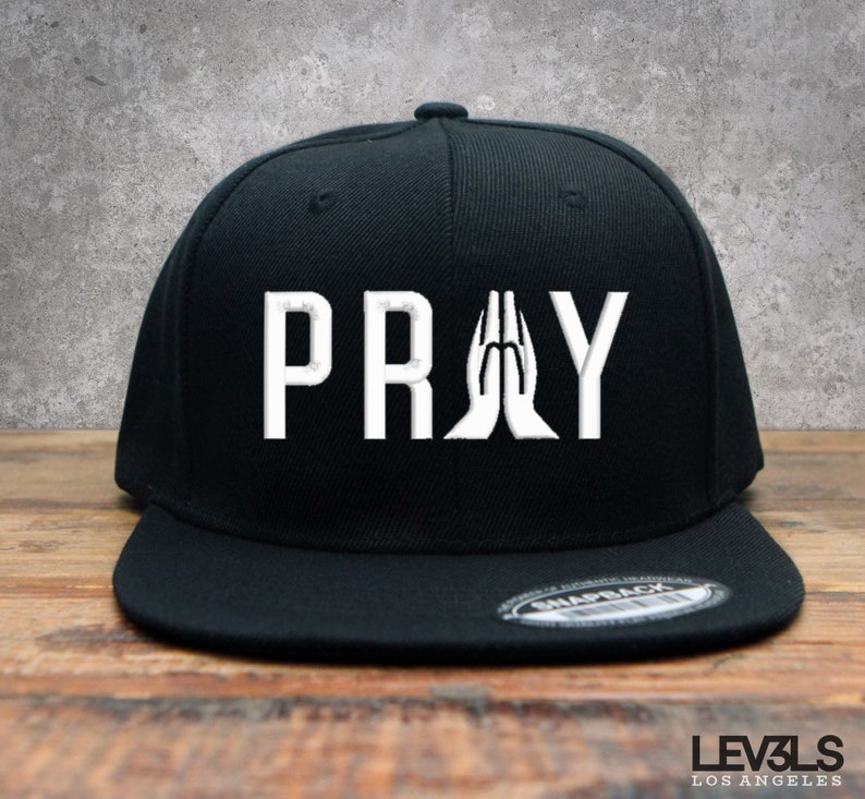 PRAY Embroidered Snapback Baseball Cap | PRAYER WORKS | Christian Cross | Jesus Saves