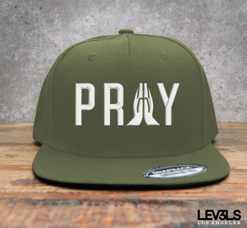PRAY Embroidered Snapback Baseball Cap | PRAYER WORKS | Christian Cross | Jesus Saves