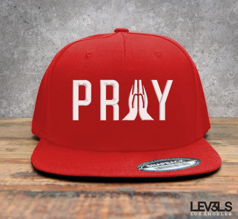 PRAY Embroidered Snapback Baseball Cap | PRAYER WORKS | Christian Cross | Jesus Saves